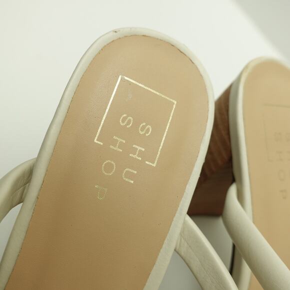 ShuShop Womens Ginger Sandals Open Toe Chunky Heels Leather White Size 8.5 - Picture 5 of 7